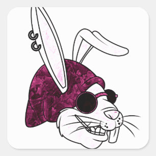 Hipster Bunny Square Sticker
