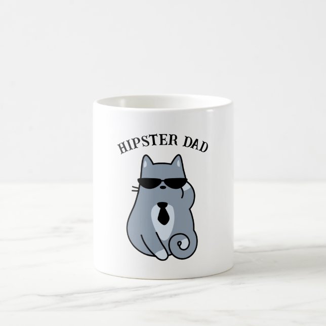 Hipster Cat - Cat Lover Cat Dad Personalised Coffee Mug (Center)