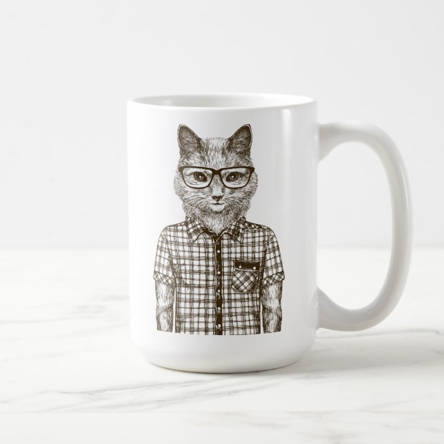 Hipster Cat Coffee Mug (Right)