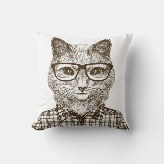 Hipster Cat Cushion (Front)