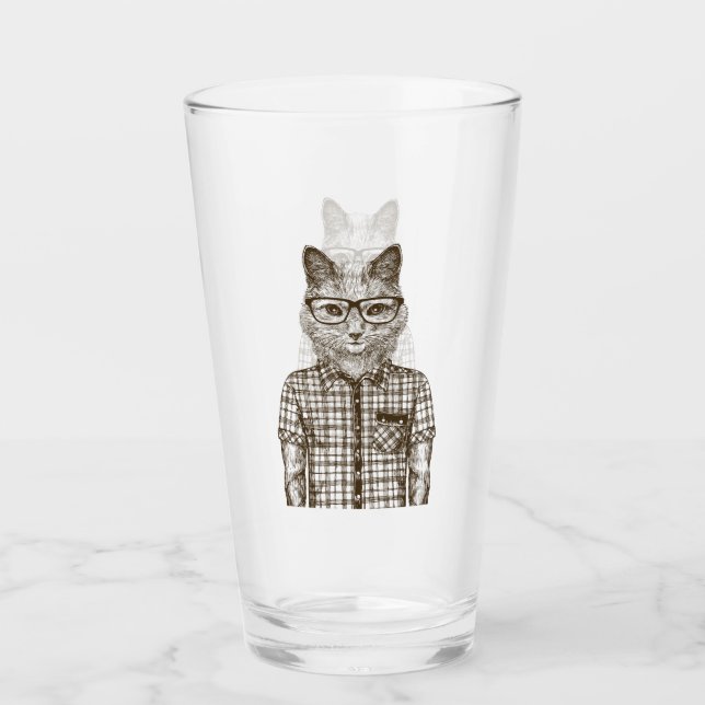 Hipster Cat Glass (Front)