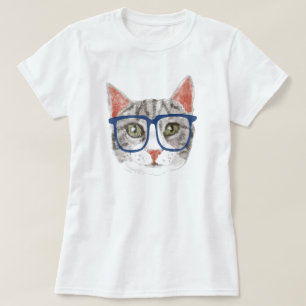 Hipster Cat (Grey Tabby) T-Shirt