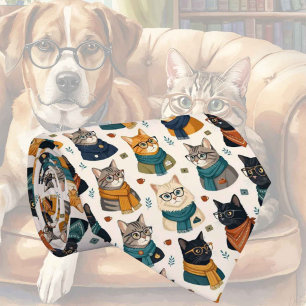 Hipster Cat in Eye Glasses Illustrations Tie