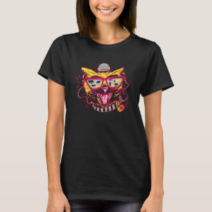 Hipster Cat Wearing Hat and Glasses Feline Pet Gra T-Shirt