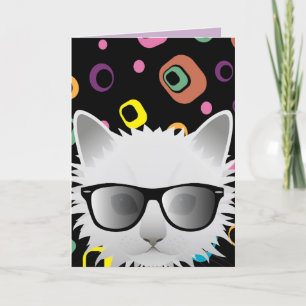 HIPSTER CAT WITH SUNGLASSES FUNNY BIRTHDAY CARDS