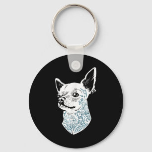 Hipster Chihuahua Dog With Old School Tattoos And Key Ring
