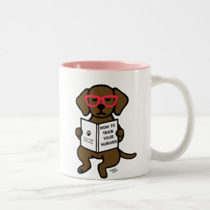 Hipster Chocolate Labrador Puppy Two-Tone Coffee Mug