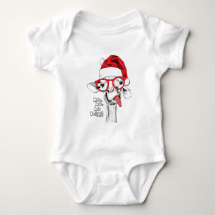 Hipster Christmas Giraffe Holidays Baby Bodysuit