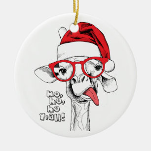 Hipster Christmas Giraffe   Holidays Ceramic Tree Decoration