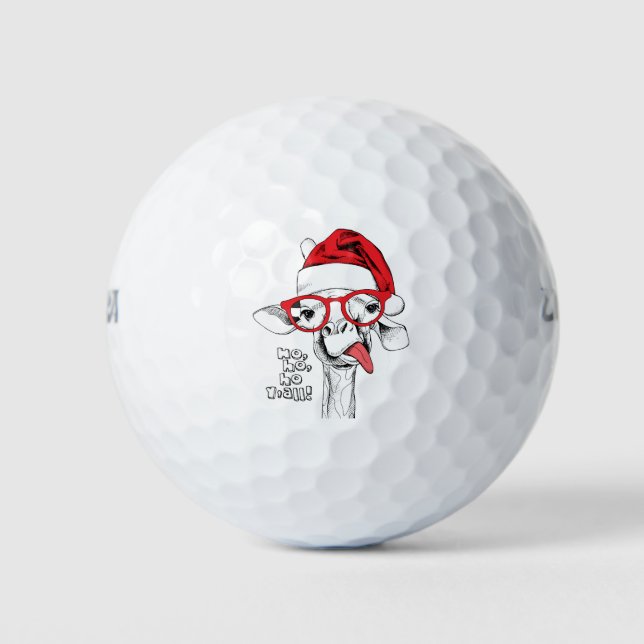 Hipster Christmas Giraffe | Holidays Golf Balls (Front)
