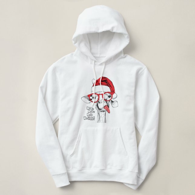 Hipster Christmas Giraffe | Holidays Hoodie (Design Front)