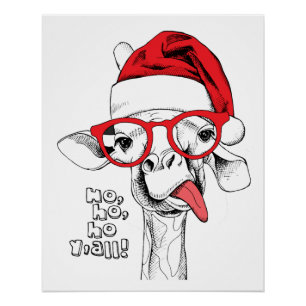 Hipster Christmas Giraffe   Holidays Poster