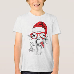 Hipster Christmas Giraffe   Holidays Tri-Blend Shirt