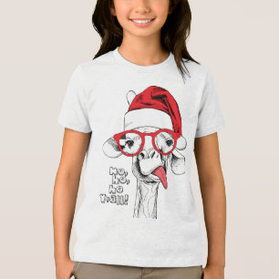 Hipster Christmas Giraffe   Holidays Tri-Blend Shirt