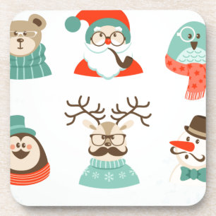 hipster christmas santa coaster