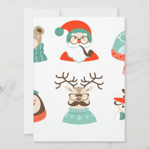 hipster christmas santa holiday card