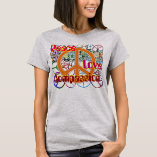 Hipster Collage Peace Love Compassion T-Shirt