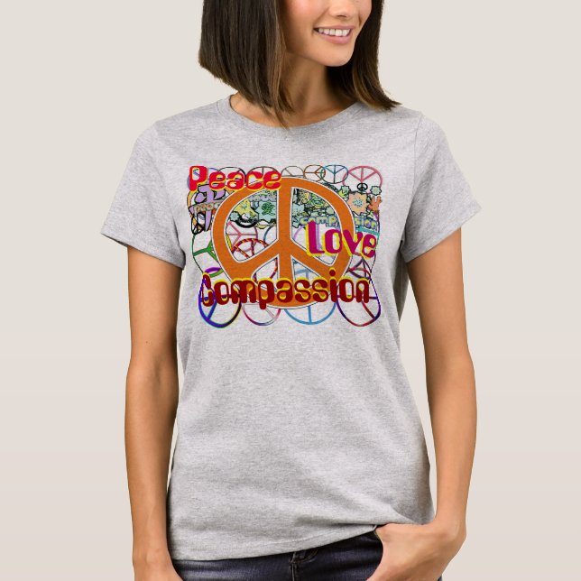 Hipster Collage Peace Love Compassion T-Shirt (Front)