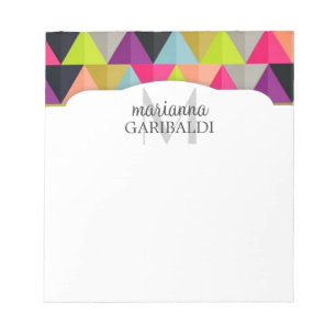 Hipster Colourful Triangles Pattern  Personalised Notepad