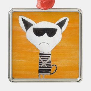 Hipster cool cartoon cat metal tree decoration
