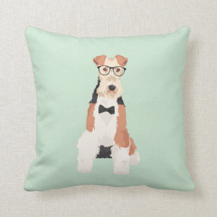 Hipster Cool Fox Terrier Wire Dog for Dog Lovers Cushion