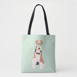 Hipster Cool Fox Terrier Wire Dog for Dog Lovers Tote Bag