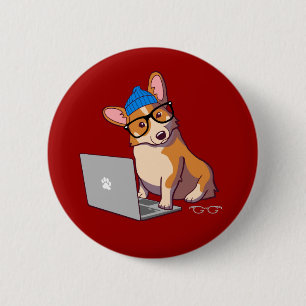 Hipster Corgi 2 (without text) 6 Cm Round Badge