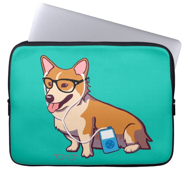 Hipster Corgi Laptop Sleeve (without text) (Front)