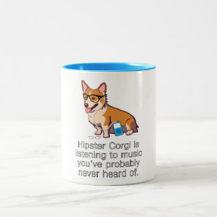 Hipster Corgi Two-Tone Coffee Mug