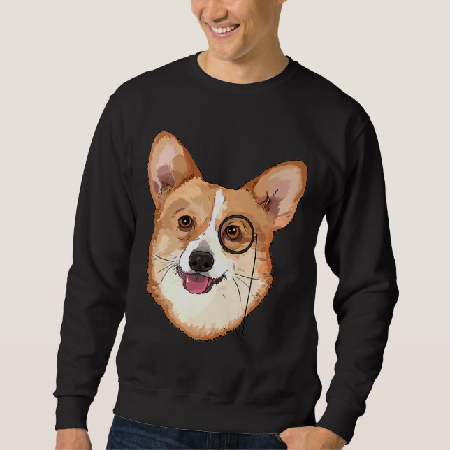 Hipster Corgi With Monocles Corgi Sweatshirt (Front)