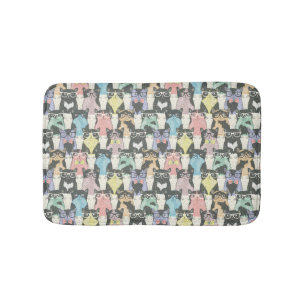 Hipster Cute Cats Pattern Bath Mat