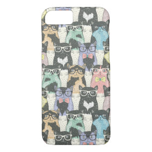 Hipster Cute Cats Pattern iPhone 8/7 Case