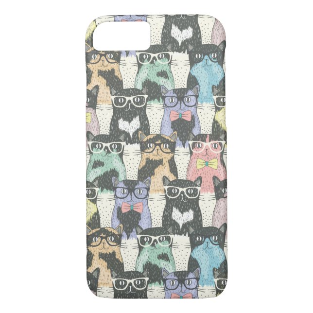 Hipster Cute Cats Pattern Case-Mate iPhone Case (Back)