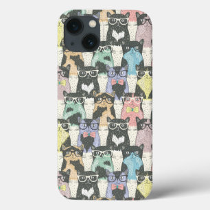 Hipster Cute Cats Pattern iPhone 13 Case
