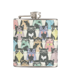 Hipster Cute Cats Pattern Hip Flask