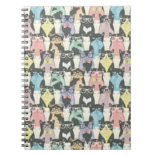 Hipster Cute Cats Pattern Notebook
