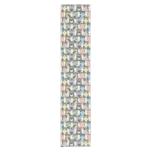 Hipster Cute Cats Pattern Short Table Runner