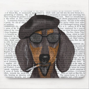 Hipster Dachshund Black and Tan Mouse Mat
