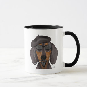 Hipster Dachshund Black and Tan Mug