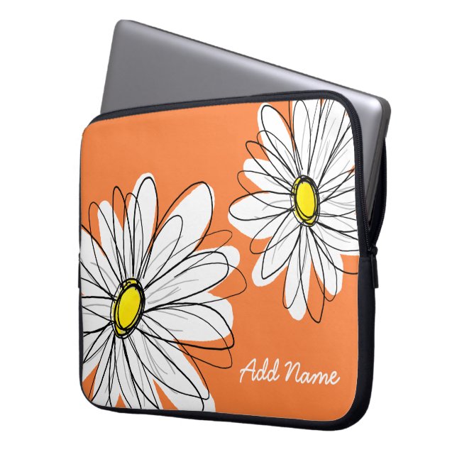 Hipster Daisy Drawing in trendy colours Laptop Sleeve (Front Left)