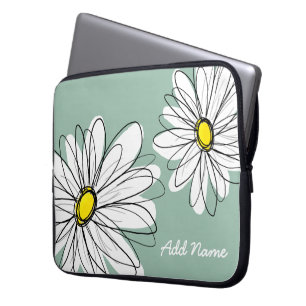 Hipster Daisy Drawing in trendy colours Laptop Sleeve