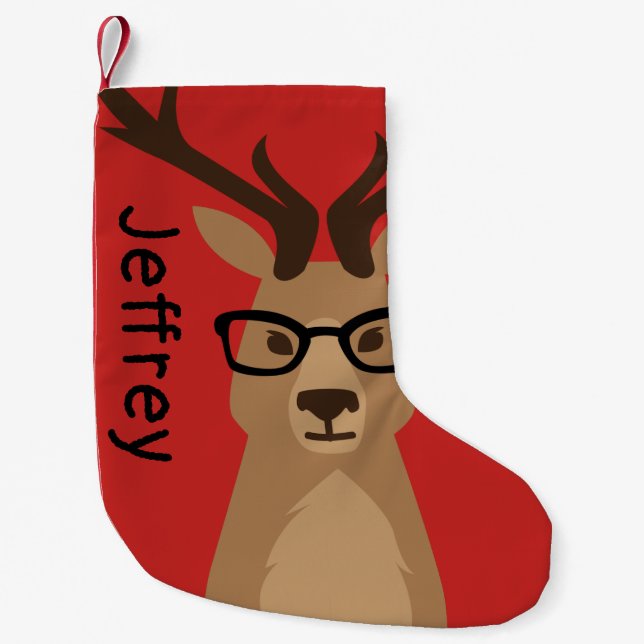 Hipster Deer Personalised Small Christmas Stocking (Front)