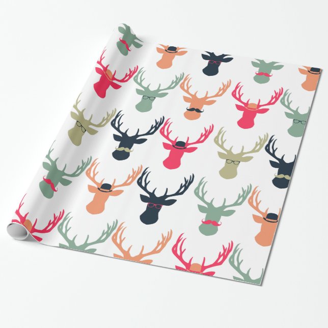 Hipster Deer Wrapping Paper (Unrolled)