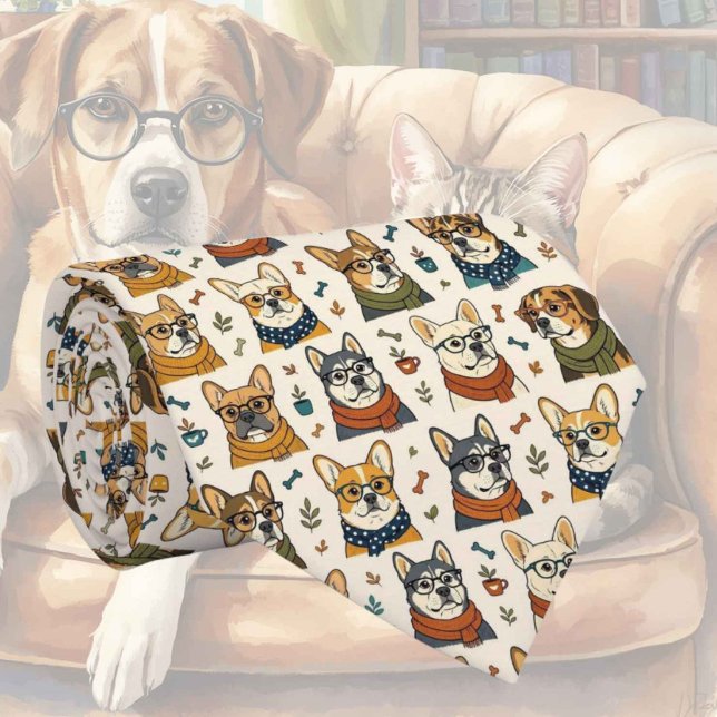 Hipster Dog in Eye Glasses Illustrations Tie (Creator Uploaded)