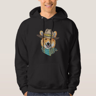 Hipster Dog Pembroke Welsh Corgi Breed In Hat And Hoodie