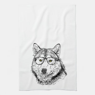 Hipster Dog Tea Towel
