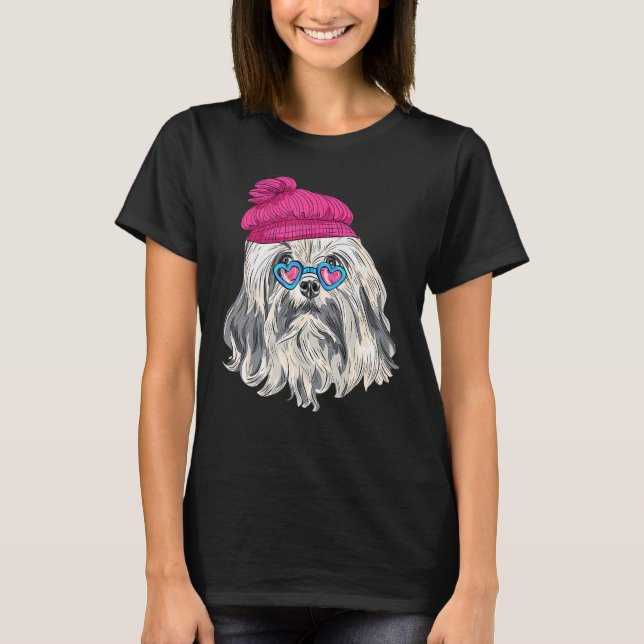 Hipster Dog Wearing Glasses Goofy Geek Dog T-Shirt (Front)