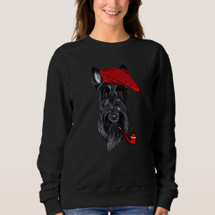 Hipster Dog Wearing Hat Pipe Goofy Geek Dog Sweatshirt