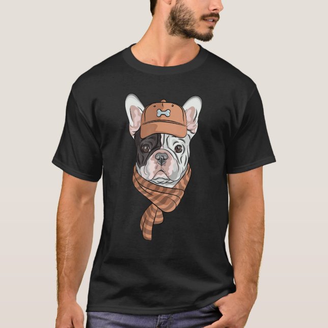 Hipster Dog Wearing Scarf Goofy Geek Dog 1 T-Shirt (Front)