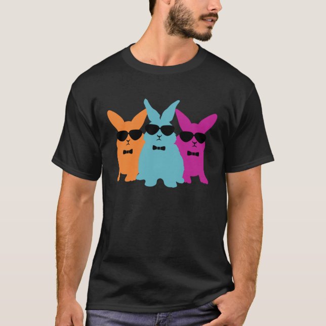 Hipster Easter Bunny Cool Rabbits With Shades Hip  T-Shirt (Front)